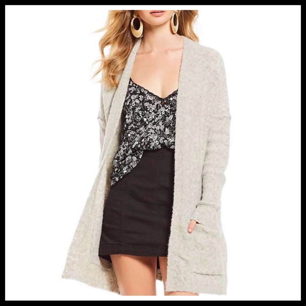 FREE PEOPLE OVERSIZED LONG KNIT POCKETS CARDIGAN - Picture 5 of 8